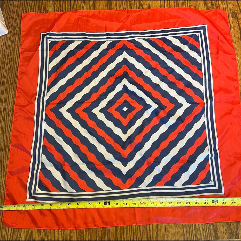 Vintage red, white, and blue polyester scarf